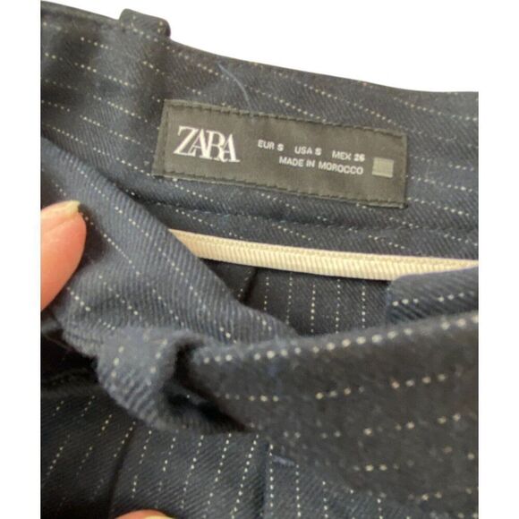 Zara Womens Dress Pants Size S Navy Blue Straight Leg Pinstripe 2330/530 NWT - Picture 6 of 10